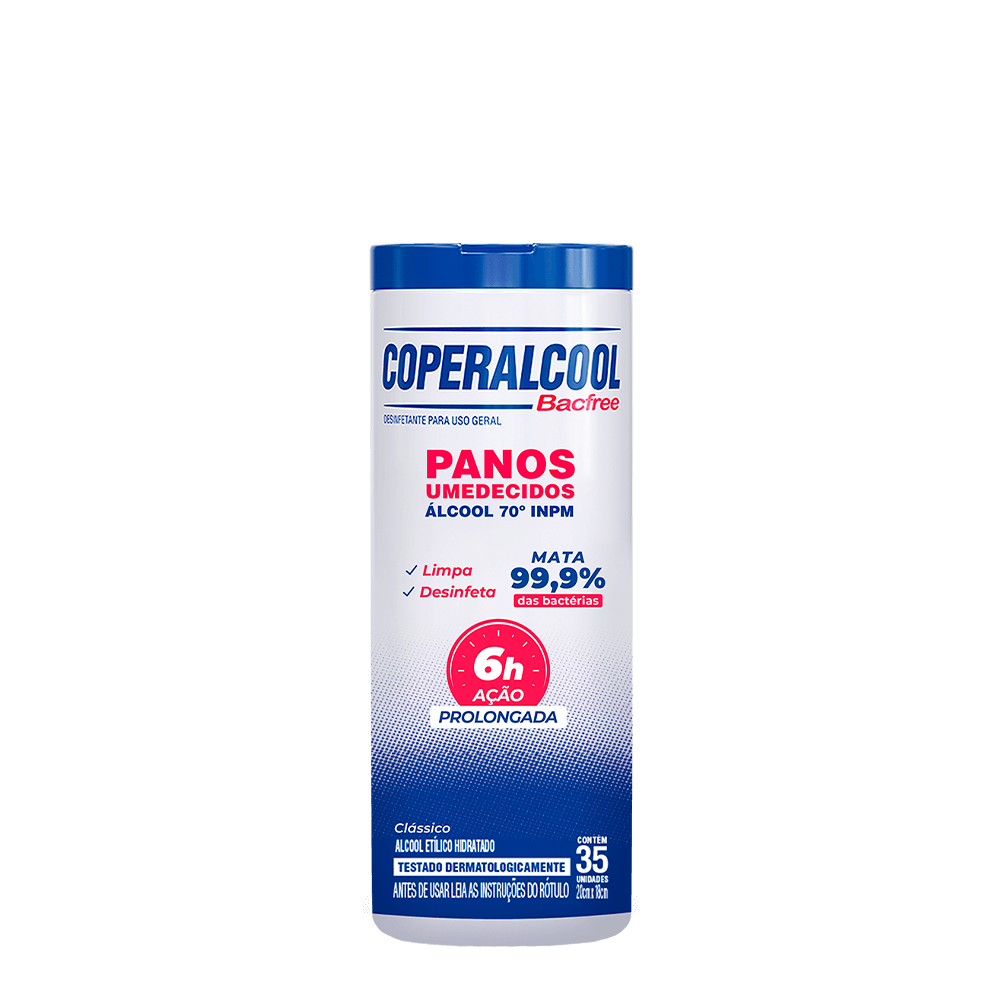 Refil Panos Umedecidos Coperalcool Bacfree 70°INPM Clássico 35 Panos